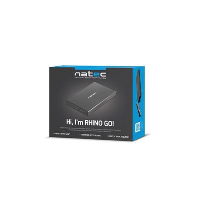 Natec externí box pro HDD 2,5” USB 3.0 Rhino Go, černý, hliníkové tělo