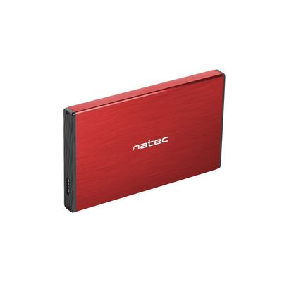 Natec externí box pro HDD 2,5” USB 3.0 Rhino Go, červený, hliníkové tělo