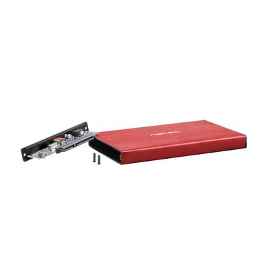 Natec externí box pro HDD 2,5” USB 3.0 Rhino Go, červený, hliníkové tělo