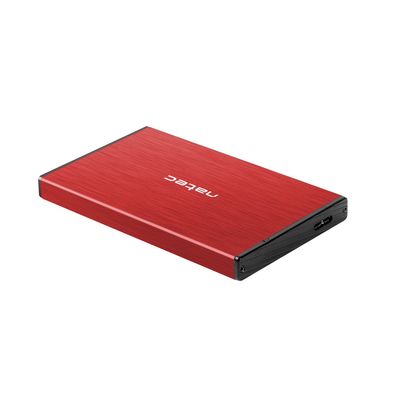 Natec externí box pro HDD 2,5” USB 3.0 Rhino Go, červený, hliníkové tělo