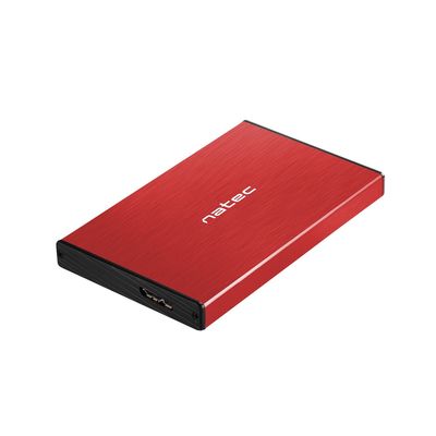 Natec externí box pro HDD 2,5” USB 3.0 Rhino Go, červený, hliníkové tělo