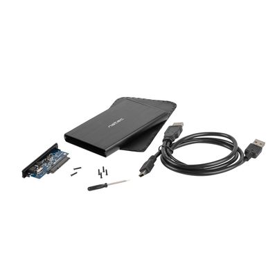 Natec externí box pro HDD 2,5” USB 2.0 Rhino, černý
