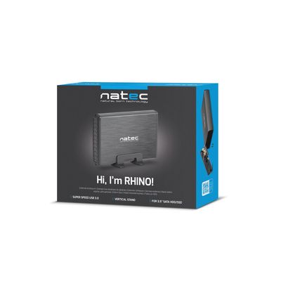 Natec externí box pro HDD 3,5” USB 3.0 Rhino, černý, včetně napájecího adaptéru