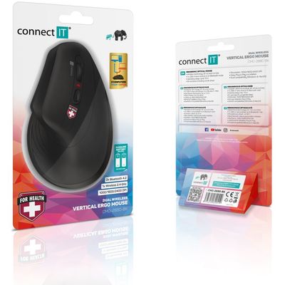 Connect IT For Health Verti TriMode, ergonomická vertikální myš, bezdrátová
