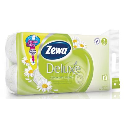 ZEWA Toaletní papír, 3vrstvý, 8 rolí, Deluxe, heřmánek