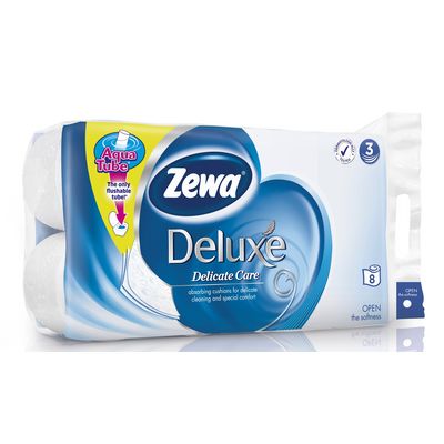 ZEWA Toaletní papír, 3vrstvý, 8 rolí, Deluxe, bílý