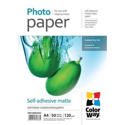 ColorWay fotopapír/ matte self-adhesive 120g/m2, A4/ 50 kusů