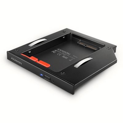 AXAGON RSS-CD12 rámeček pro 2.5 SSD/HDD do DVD slotu, 12.7 mm, LED, hliník