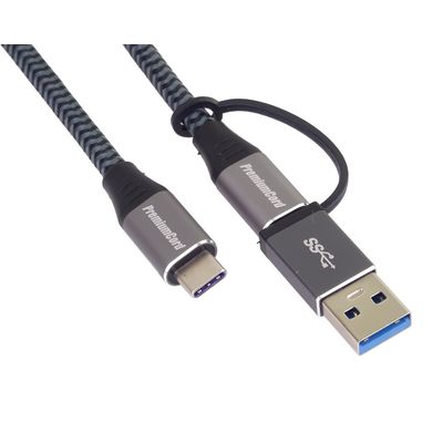 PremiumCord USB-C kabel ( USB 3.2 GEN 2x2, 5A, 100W, 20Gbit/s ) 2m, bavlněný oplet
