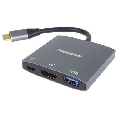 PremiumCord Adaptér USB-C na HDMI, USB3.0, PD, rozlišení 4K a FULL HD 1080p
