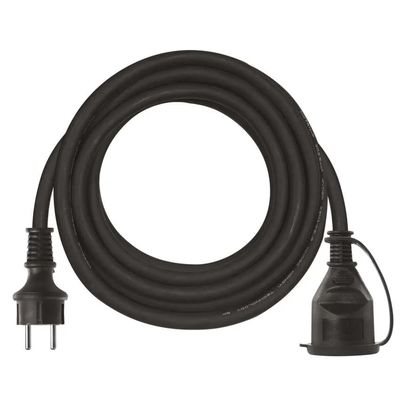 Venkovní prodlužovací kabel 5m / 1 zásuvka / černý / guma-neopren / 230 V / 1,5mm2