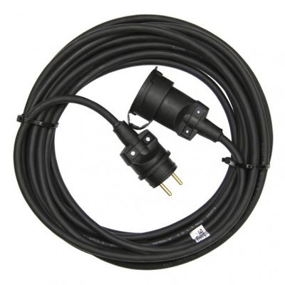 Venkovní prodlužovací kabel 10m / 1 zásuvka / černý / guma / 230 V / 1,5mm2