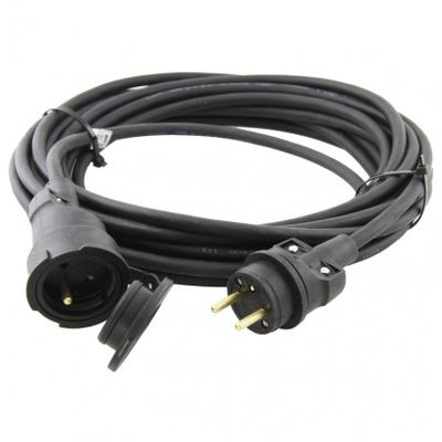 Venkovní prodlužovací kabel 10m / 1 zásuvka / černý / guma / 230 V / 1,5mm2