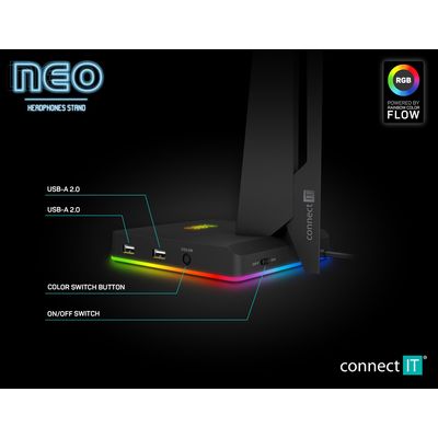 CONNECT IT NEO Stand-It RGB stojánek na sluchátka + USB hub
