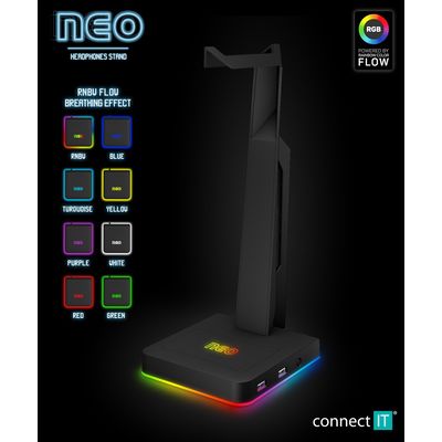 CONNECT IT NEO Stand-It RGB stojánek na sluchátka + USB hub