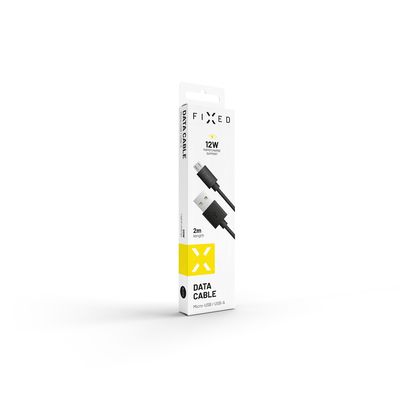 Dlouhý datový a nabíjecí kabel FIXED s konektory USB/micro USB, 2 metry, černý