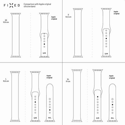 Elastický silikonový řemínek FIXED Silicone Strap pro Apple Watch 42/44/45mm, velikost XS, černý