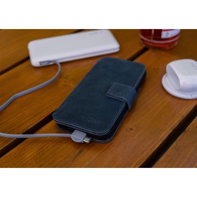 Kožené pouzdro typu kniha FIXED ProFit pro Apple iPhone 12/12 Pro, modré