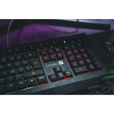 Connect IT BATTLE RNBW klávesnice pro hráče, černo-červená