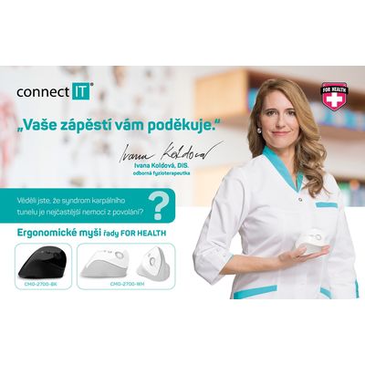 Connect IT For Health ergonomická vertikální myš, bílá