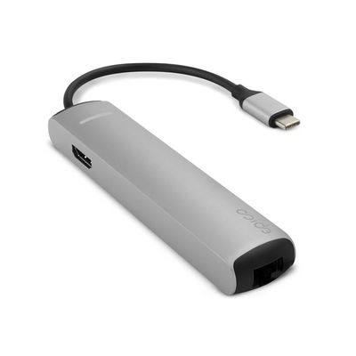 Epico USB-C HUB SLIM (4K HDMI & Ethernet) - silver, black cable