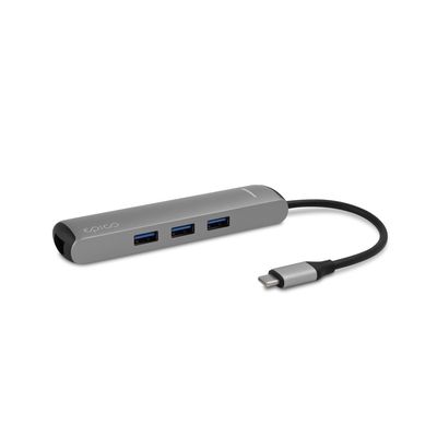 Epico USB-C HUB SLIM (4K HDMI & Ethernet) - silver, black cable