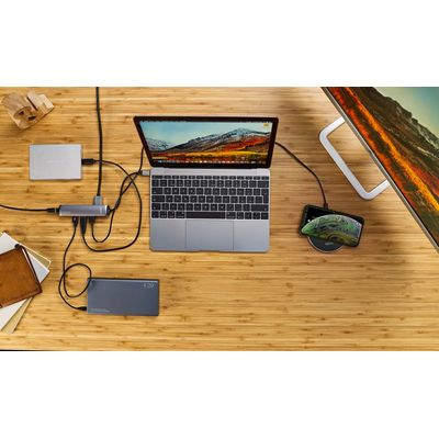 Epico USB-C HUB SLIM (4K HDMI & Ethernet) - silver, black cable