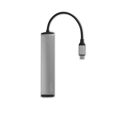 Epico USB-C HUB SLIM (4K HDMI & Ethernet) - silver, black cable