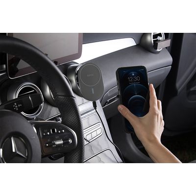 Epico Ellipse bezdrátová autonabíječka 15W s podporou uchycení MagSafe a s adaptérem v balení - vesmírně šedá