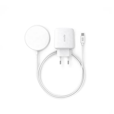 Epico bezdrátová nabíječka s podporou uchycení MagSafe a s adaptérem v balení - bílá