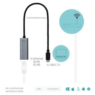 i-tec USB-C Metal 2,5Gbps Ethernet Adapter