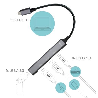 i-tec USB 3.0 Metal pasivní 4 portový HUB