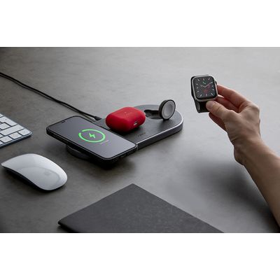 Epico Wireless Charging Base 3in1 černá PU kůže- space grey základna