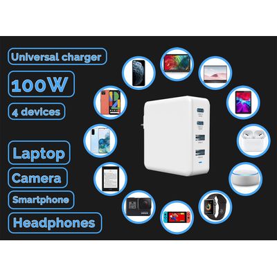 Viking nabíječka USB GaN 100W, podpora PD3.0 a QC4+, bílá