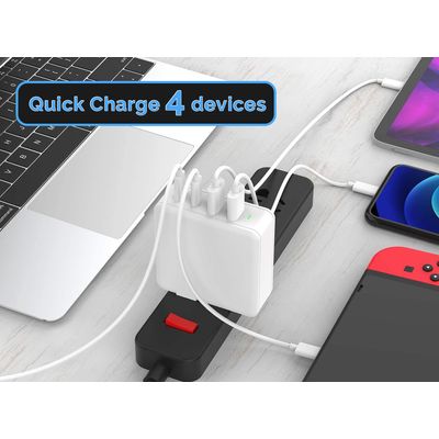 Viking nabíječka USB GaN 100W, podpora PD3.0 a QC4+, bílá