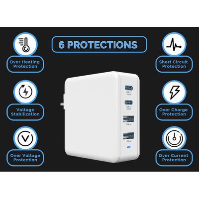 Viking nabíječka USB GaN 100W, podpora PD3.0 a QC4+, bílá