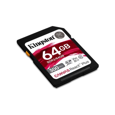 KINGSTON SDXC 64GB Canvas React Plus UHS-II V90 (čtení/zápis: 300/260MB/s)