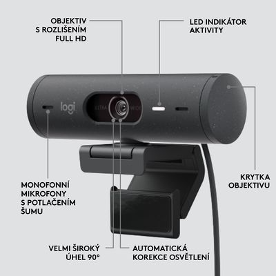 Logitech BRIO 500, Full HD webcam, graphite