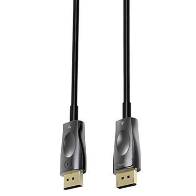PremiumCord Optický DisplayPort 1.4 přípojný kabel M/M, zlacené konekt. 20m