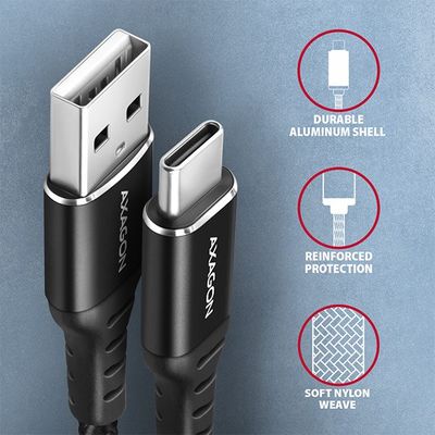AXAGON BUCM-AM20AB, HQ kabel USB-C <-> USB-A, 2m, USB 2.0