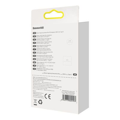 Baseus Ingenuity mini OTG adaptér USB-A 3,1A samec na USB-C samice, černá