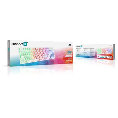 Connect IT Chocolate RNBW kancelářská podsvícená klávesnice, CZ + SK, bílá