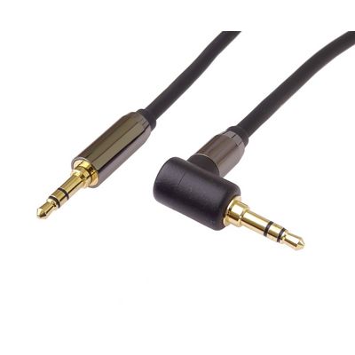 HQ stíněný kabel stereo Jack 3.5mm - Jack 3.5mm zahnutý 90° 3m