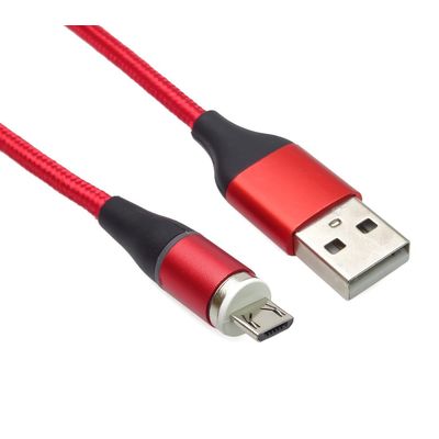 PremiumCord Magnetický micro USB a USB-C nabíjecí a datový kabel 1m, červený