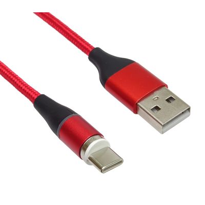 PremiumCord Magnetický micro USB a USB-C nabíjecí a datový kabel 1m, červený