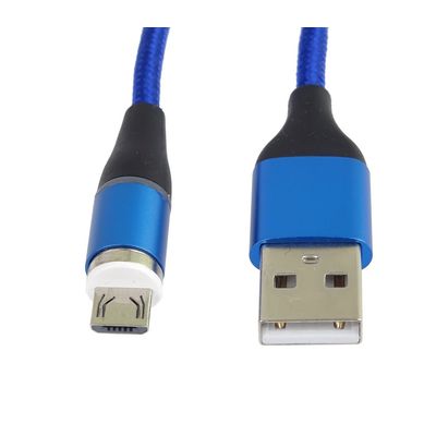 PremiumCord Magnetický micro USB a USB-C nabíjecí a datový kabel 1m, modrý