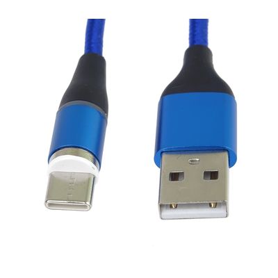 PremiumCord Magnetický micro USB a USB-C nabíjecí a datový kabel 1m, modrý