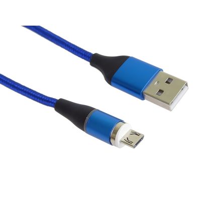 PremiumCord Magnetický micro USB a USB-C nabíjecí a datový kabel 1m, modrý