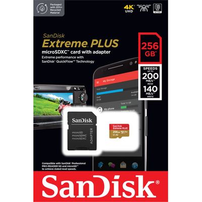 SanDisk Extreme PLUS microSDXC 256GB 200MB/s UHS-I U3 Class 10 + Adaptér