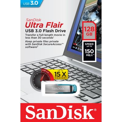 SanDisk Ultra Flair USB 3.0 128GB modrá